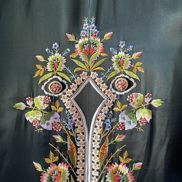 Sue Wong Vintage Embroidered Silk Duster Coat Faux Fur Floral Size 2 - Picture 10 of 10